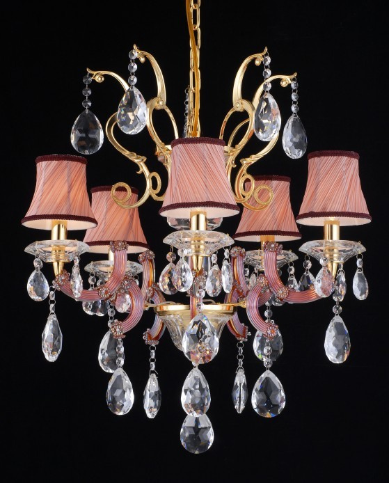 Luxury Crystal Drop with Fabric Lamp Shade Chandelier (120688-8L)