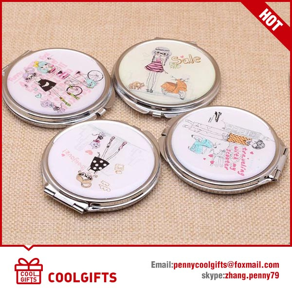 Cute Epoxy Sticker Double Side Stainless Folding Cosmetic Mirror