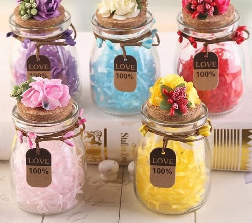 Glass Pudding Bottle with Wood Plug for Decoration
