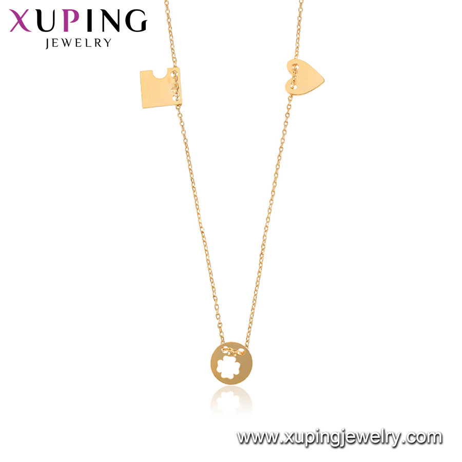 44456 Xuping Rosary Beads 18K Gold Color Chain Tail Necklace