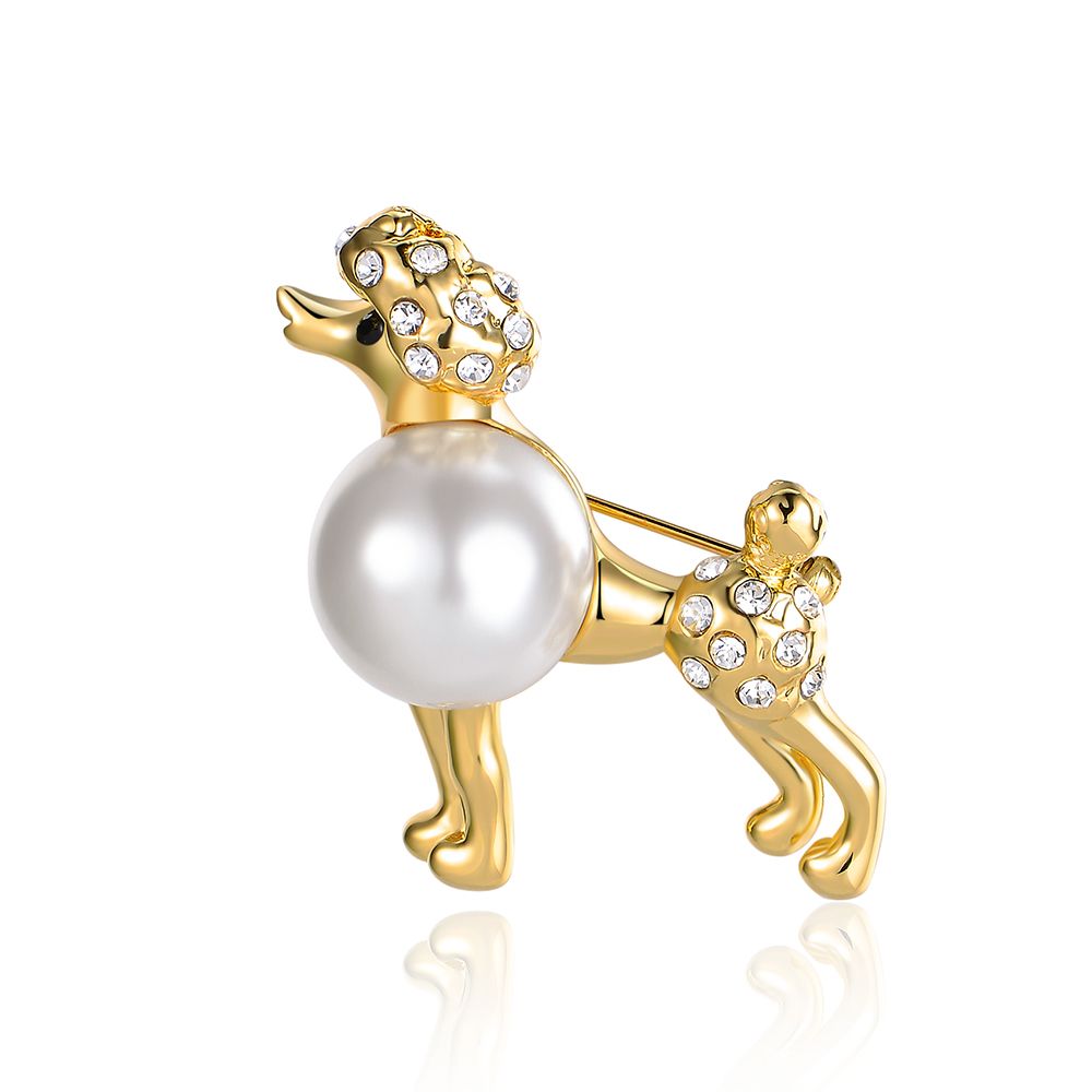 Wholesale High Quality Fashion Cute Animal CZ Rhinestone Pearl Brooch