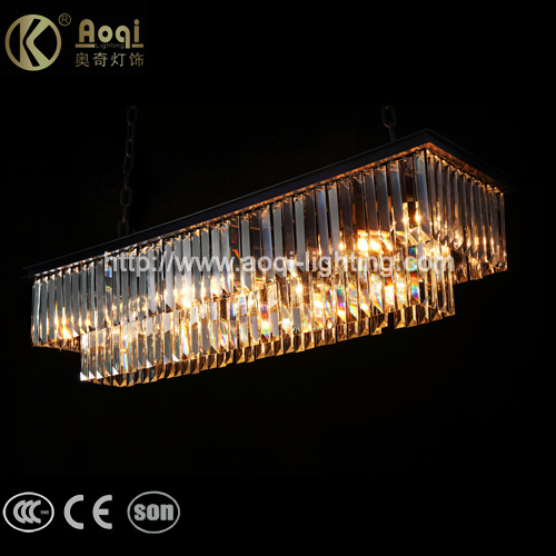 Black Rectangle Crystal Pendant Light