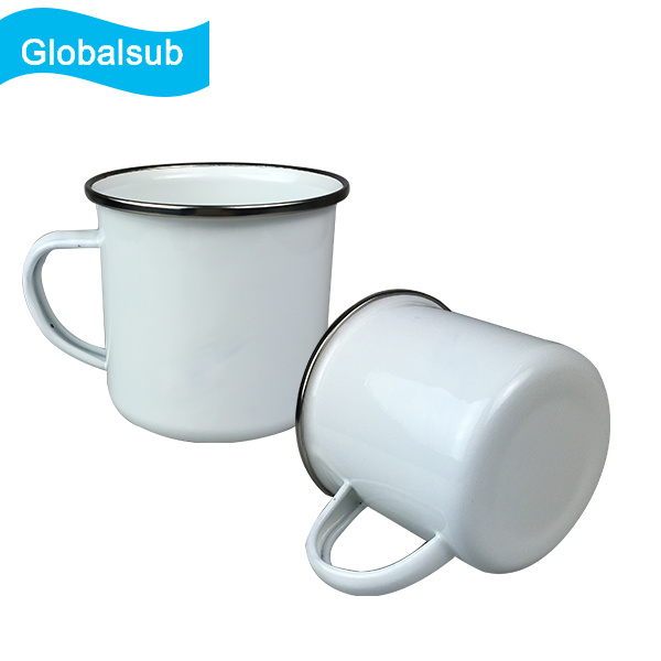 Unique Chinese White Plain Enamel Mug with Digital Image Printing