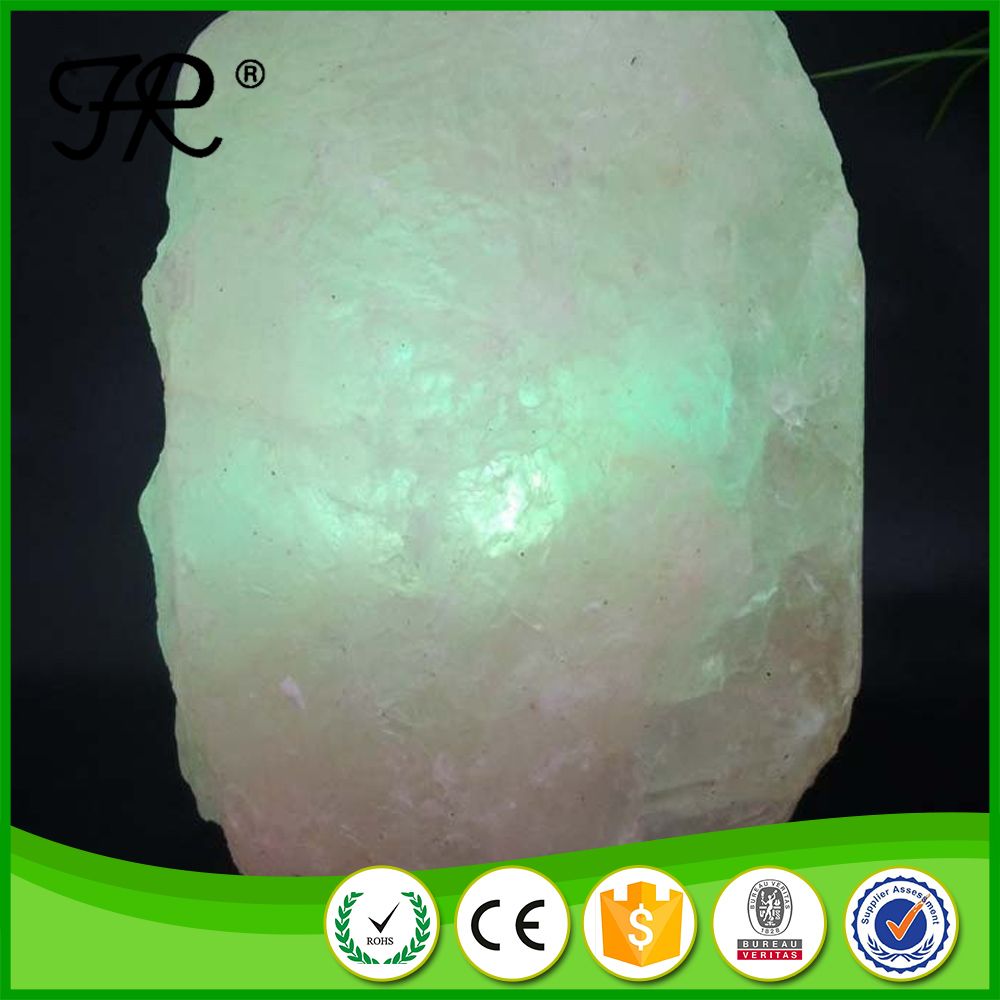 Hand Carved Crystal Salt Lamp with Wooden Base