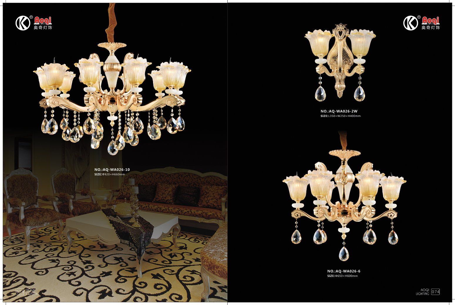 Aoqi Die Casting Zinc Alloy Crystal Chandelier Light