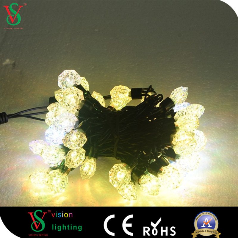 Rubber Cable Christmas String Light with Crystal Shape Light