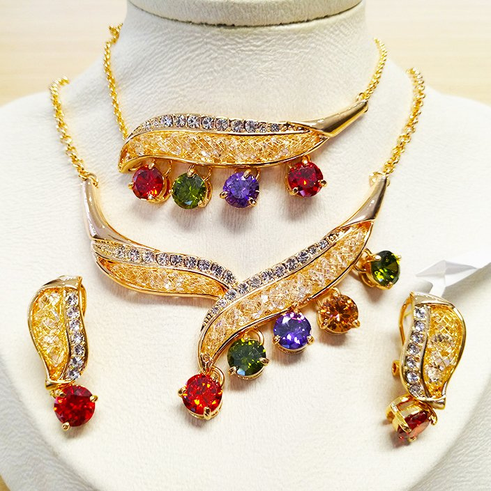 African Jewelry Set Cubic Zircon Material Costume Fancy Jewelry Set