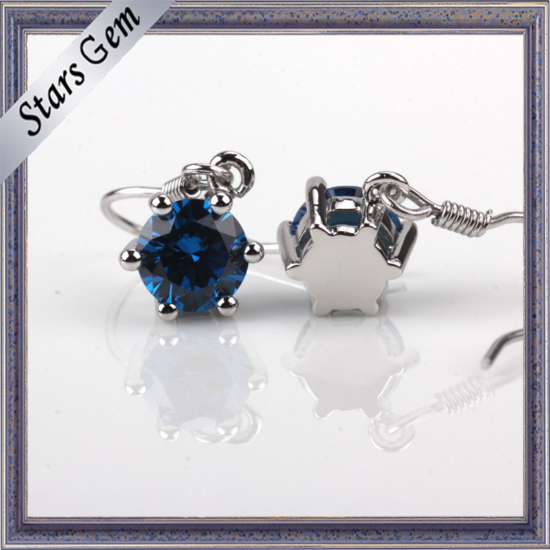 4mm Lab-Created Sapphire Eardrop in Stering Silver with Platinum Plated