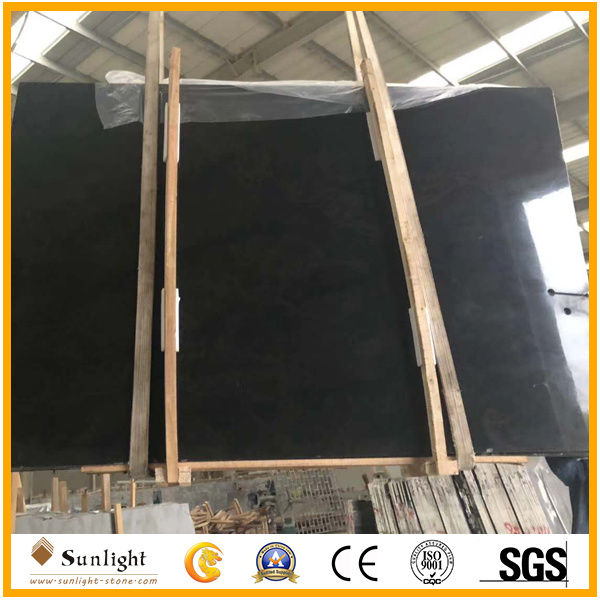 Polished China Natural Imperial Black Marble, Cross Cut Black Wooden Vein Marble