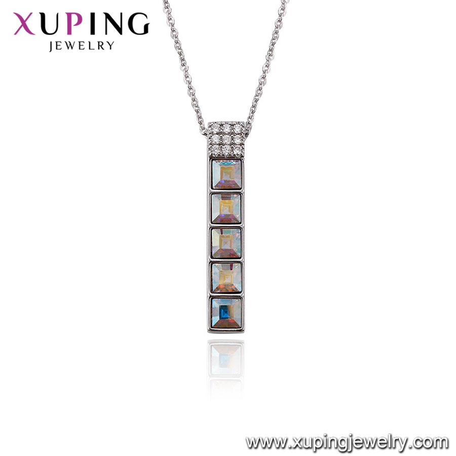 43458 Xuping Simple Shape Gold Plated Bar Necklace, Crystals From Swarovski Costume Jewelry for Women
