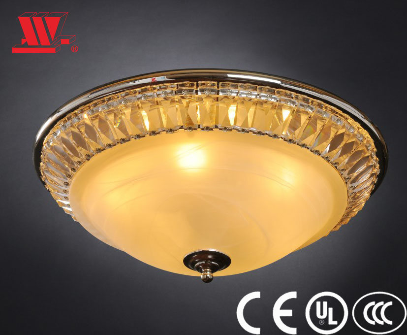 Modern Frosted Glass Ceiling Lamp with Crystal Dressed