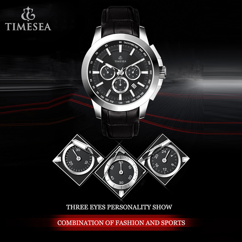 Chronograph Business Quartz Watches Men Stainless Steel Waterproof Watch 72231