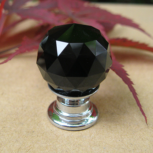 20mm Faces Black Ceramic Drawer Knobs in Silver Hardware