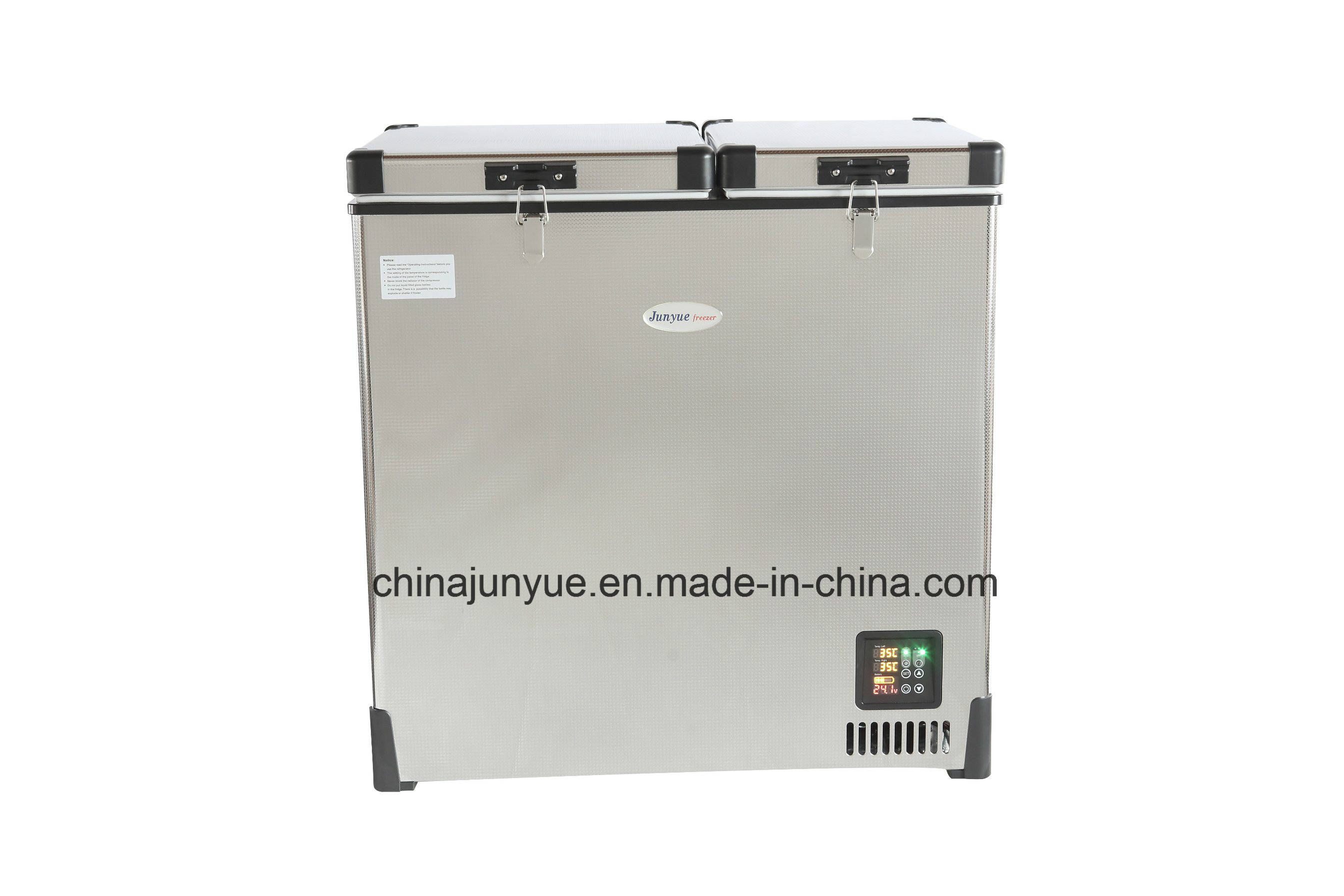 Scd-90L 12/24V DC Stainless Steel Double Temperature Chest Freezer Flat Bottom