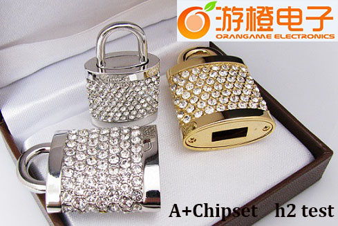 Crystal Diamond Jewelry Lock Shape USB Flash Drive (OM-C120)