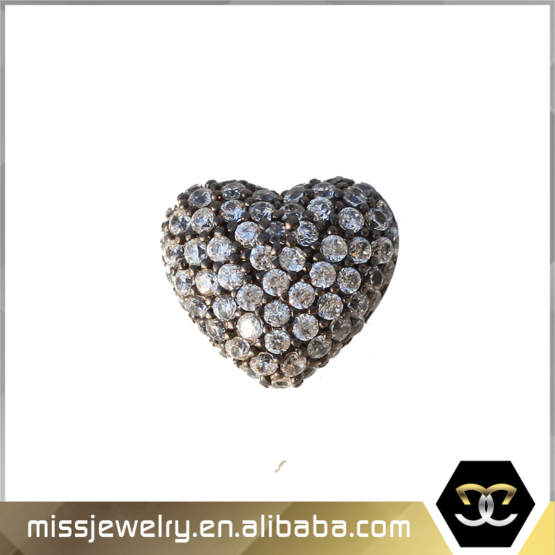 Custom 925 Sterling Silver Heart Shape Beads for Jewelry Making Mjcc012