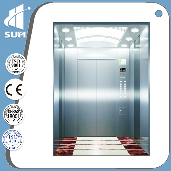 Passenger Lift with Mirror Etched Stainless Steel of Speed 1.5m/S