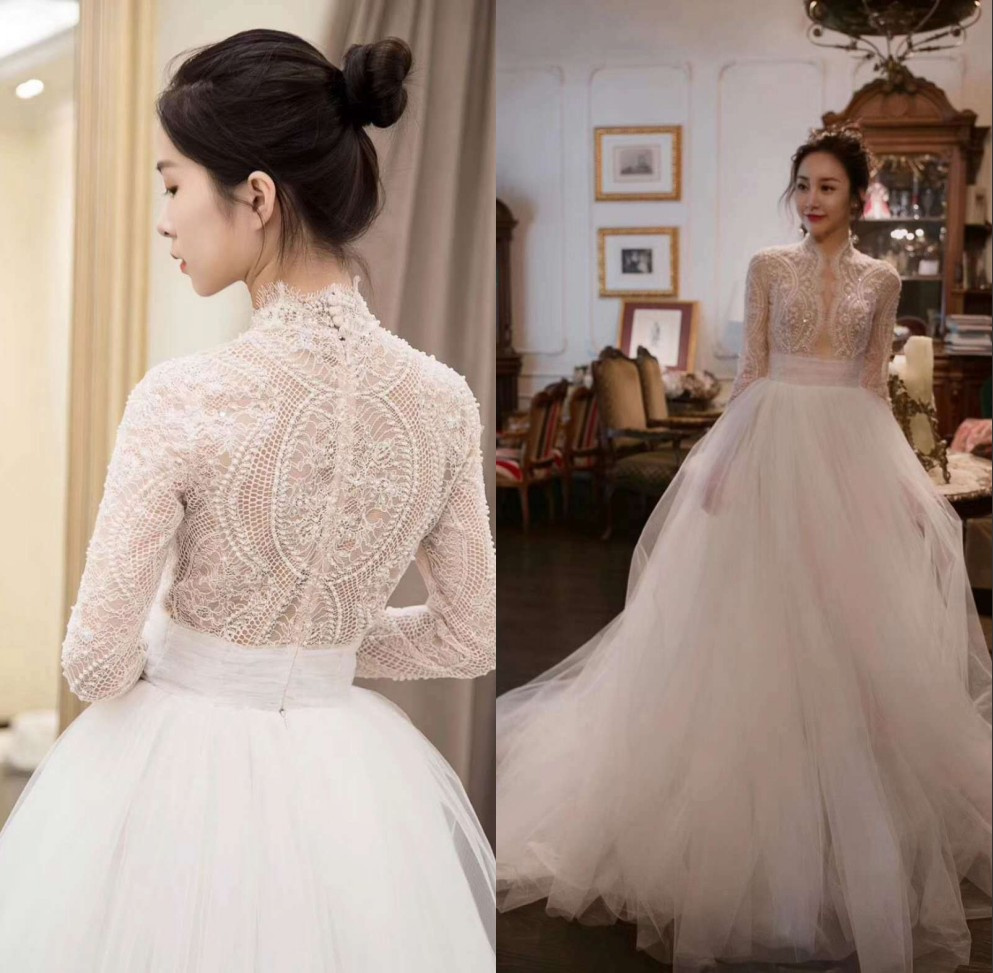 Cheap Real Pearls High Quality Bridal Gown Wedding Dress