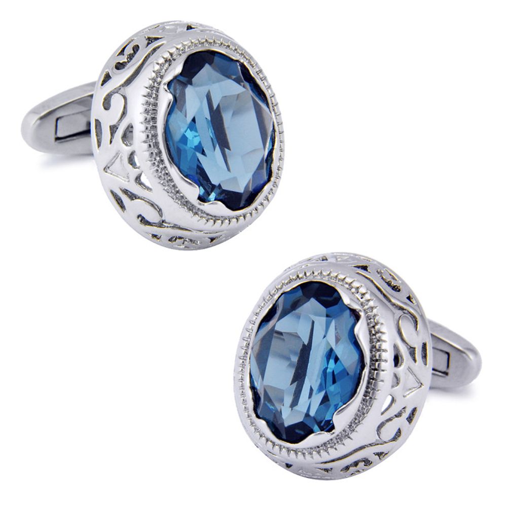 VAGULA Blue Crystal Men Jewelry French Shirt Cufflinks 810