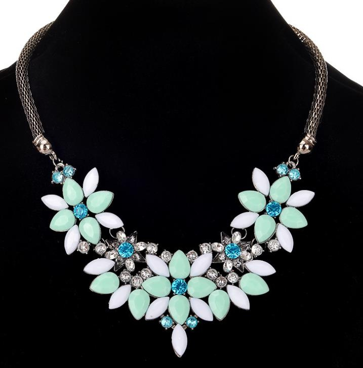 Fashion Rhinestone Crystal Bohemian Resin Collar Choker Necklace Fashion Jewelry