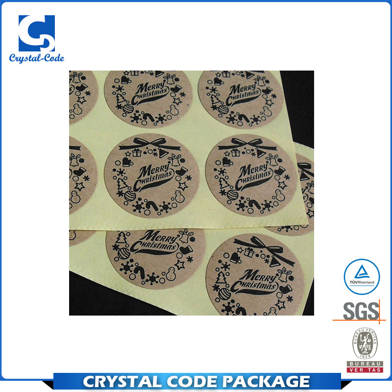 Custom Design Full Color Brown Kraft Paper Label Sticker