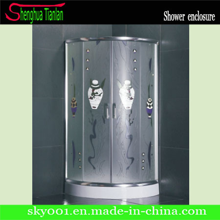 Painting Crystal Frosted Glass Simple Bathroom Shower Enclosure (TL-543)