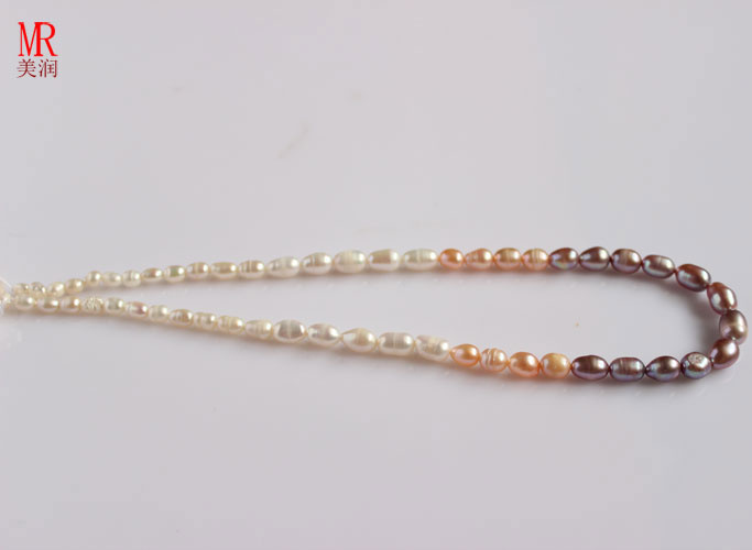 5-6-7mm Mixed Color Rice Real Pearl Necklace (ES131-3)