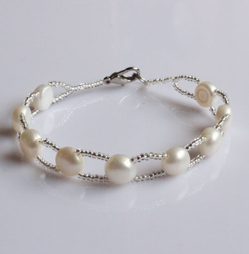 100% Real Freshwater Pearl Bracelet Jewelry (EB1508-1)