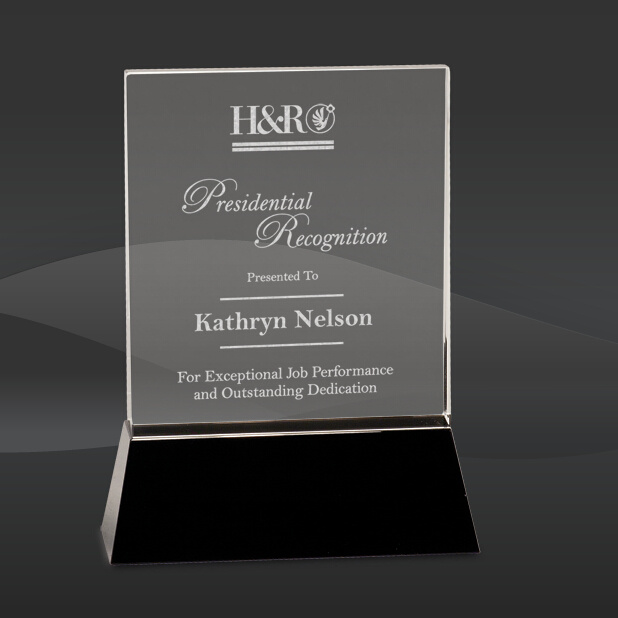 Crystal Rectangle on Black Base Award (J-CRY6901S, J-CRY6901L)