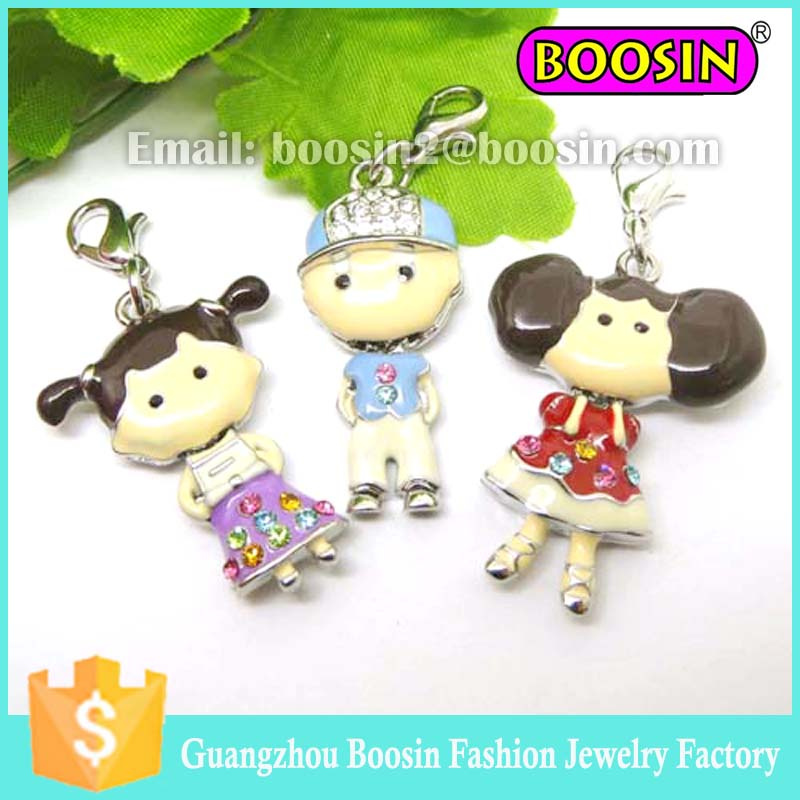 Fashion Metal Jewelry Pendant Enamel Color Boy and Girl Charm
