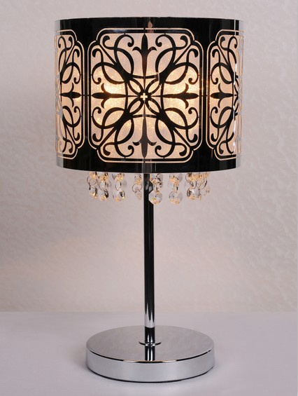 E27 60W Professional Design Stainless Steel Table Lamp with Crystal Shade