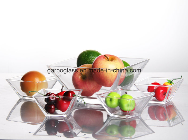 Square Shape Glass Bowl Set with 5PCS/Set