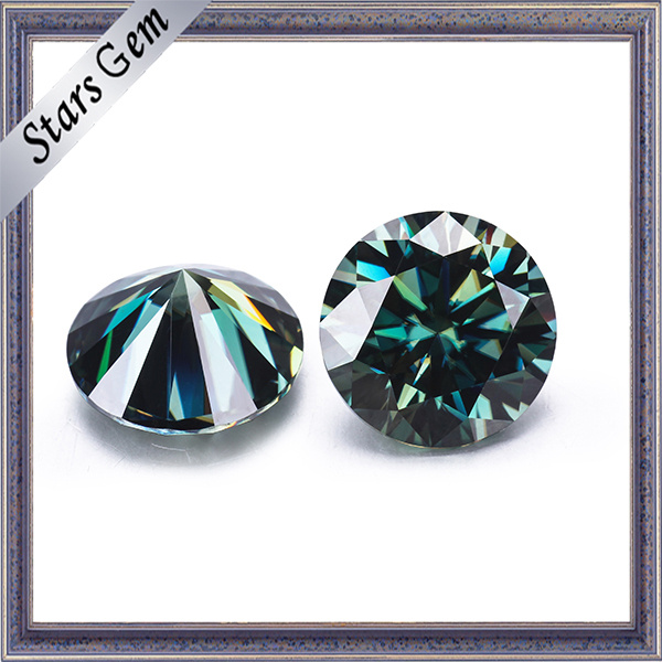 2 Carats 8.0mm Round Brilliant Cut Deep Green Moissanite