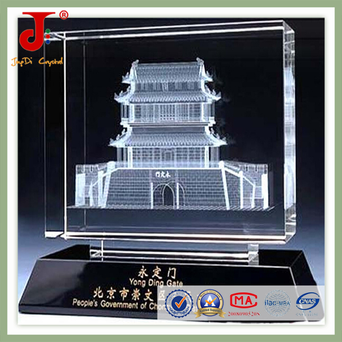 3D Laser Engraved Crystal Cube for Home Decoration
