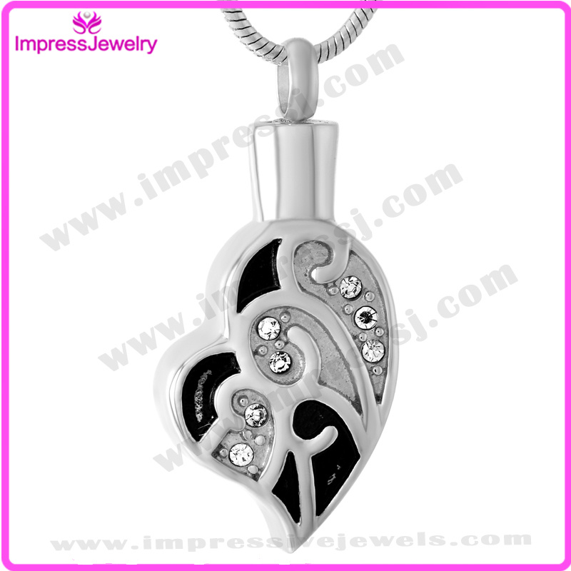 Heart Shape with Crystals Necklace to Hold Ashes Urn Pendants