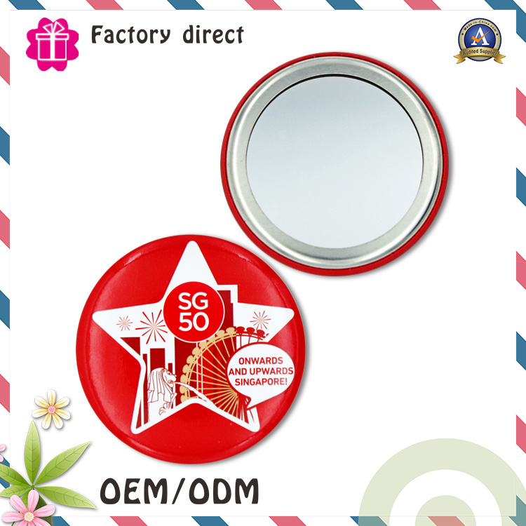 Small Flat Round Carry on One Side Cosmetic Makeup Hand Mirror