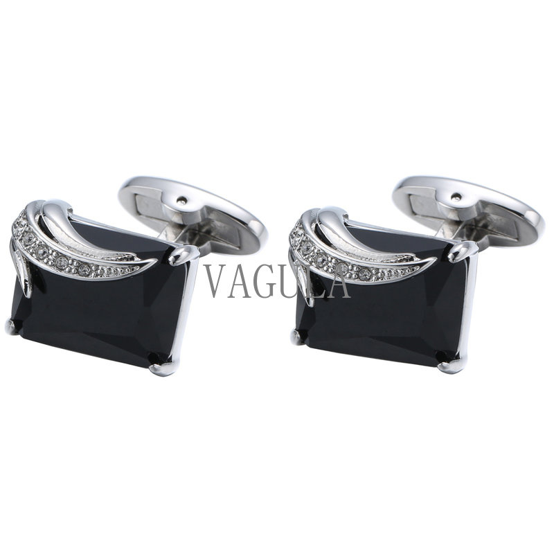 VAGULA Black Crystal Men French Shirt Cufflinks Men Jewelry 399