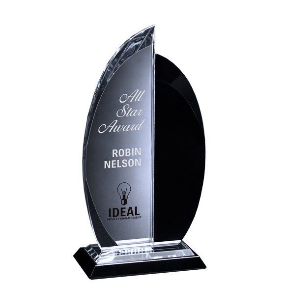 Transparent + Black Semi-Round Crystal Trophy.