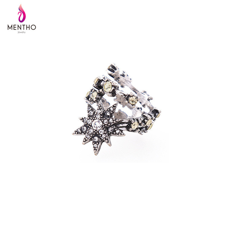 New Cheap Retro Rhinestone Studded Star Shape Finger Ring Jewelry