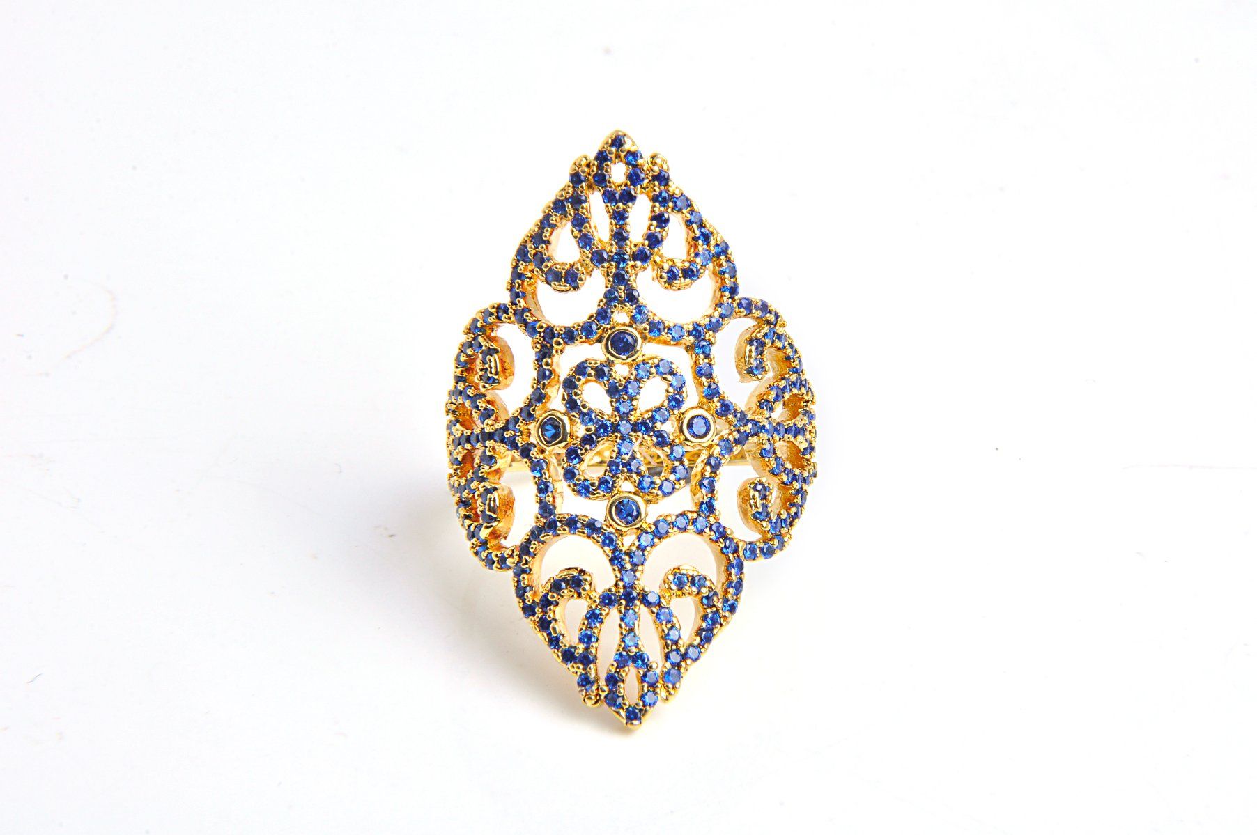 Fashion 925 Sterling Silver Cut out Pattern Ring with CZ
