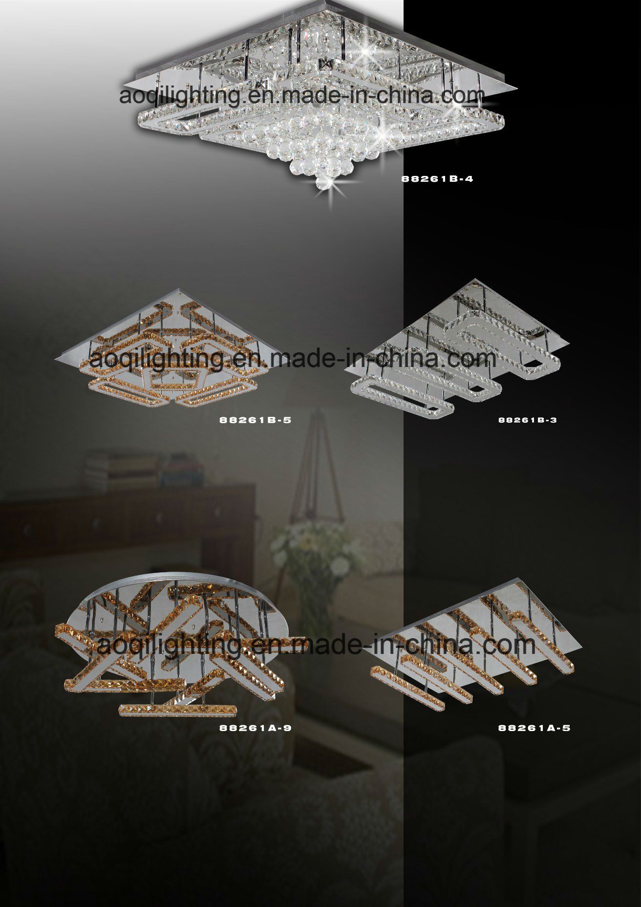 Fashionable Style Crystal Decorative LED ceiling Lamp (AQ-88262-9)