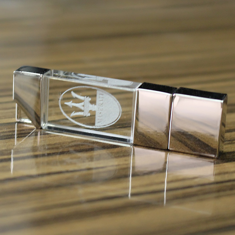 High Quality Custom 3D Logo Crystal USB