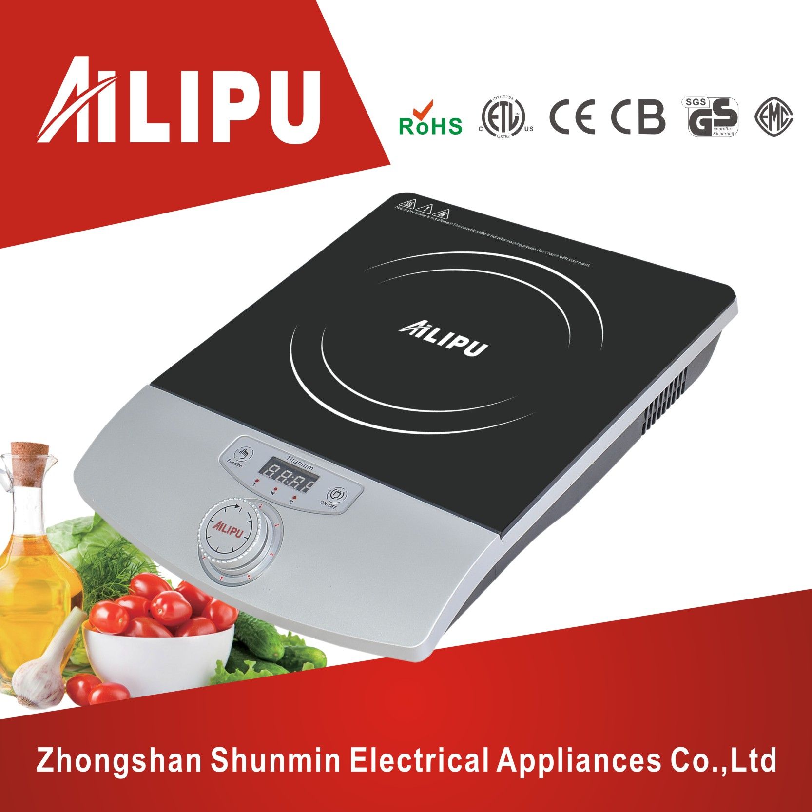 Button Press Beautiful Induction Cooker with Low Price and 1 Year Warranty