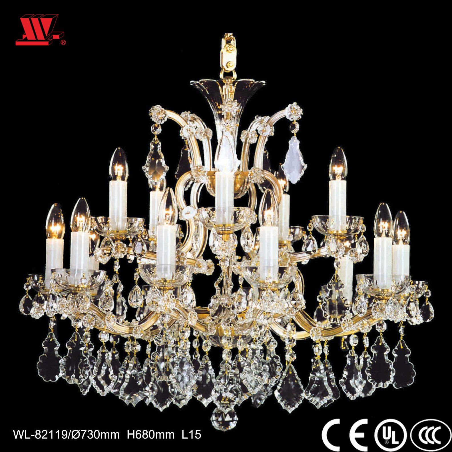 Traditional Crystal Chandelier with Glass Chains Wl-82119