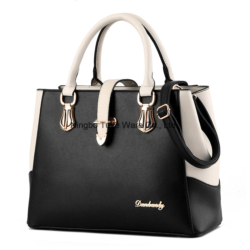 Latest Unique Design Fashion Contrast Color PU Ladies Handbag (FTE-003)