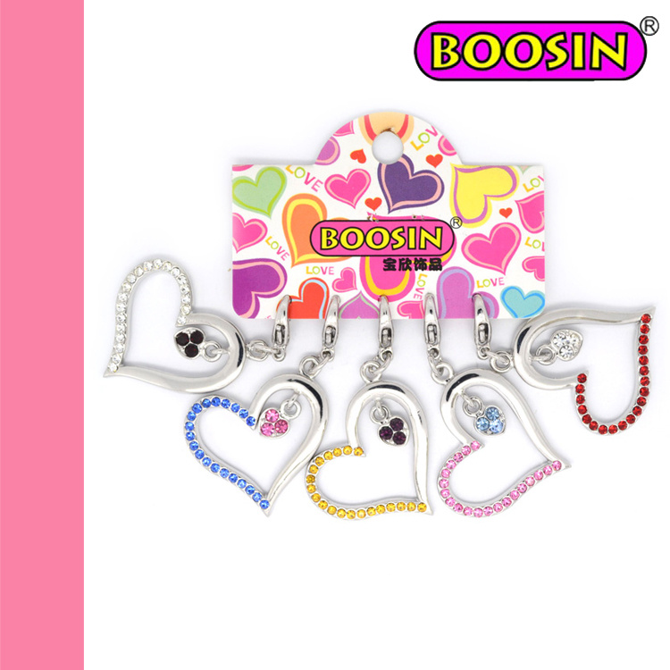 Pink Stones Elegant Heart Crystal Charm #11278