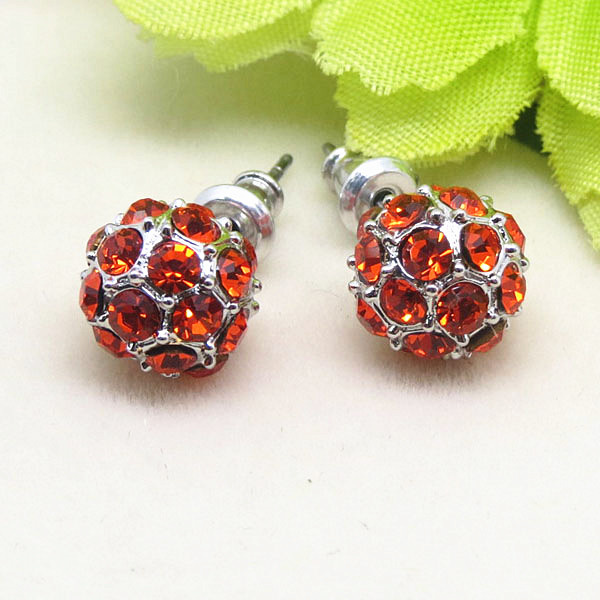 Custom Earrings Jewelry Pave Crystal Ball Stud Earrings