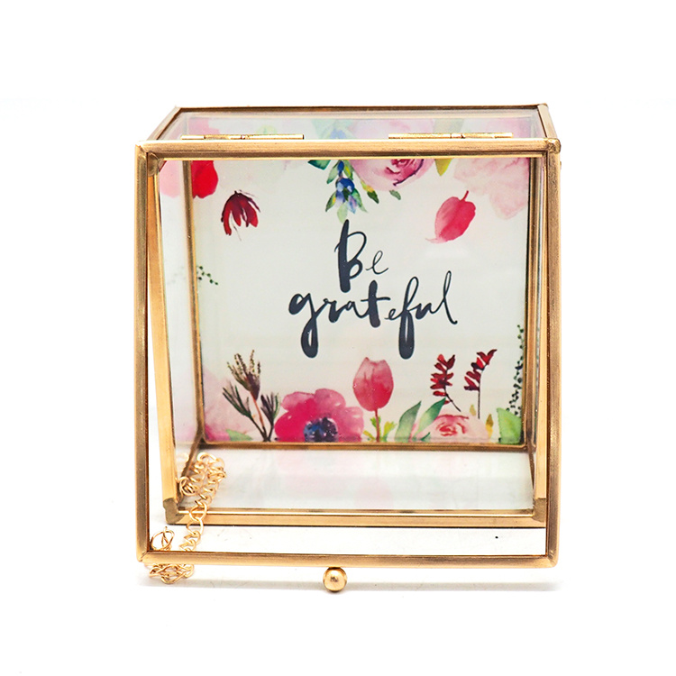 OEM Handmade Printing Elegant Glass Jewelry Storage Box (Jb-1072)