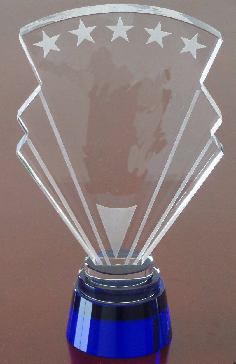 Super - Shield Crystal Trophy-Blue Base