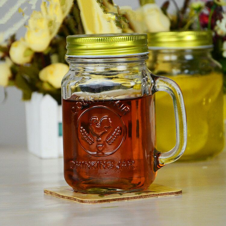 Factory Directly Provide 16oz Glass Mug with Metal Lid